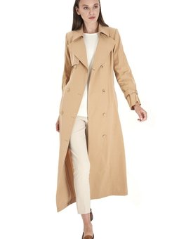 Kemerli Ve Kol Detaylı Bej Trençkot 12916