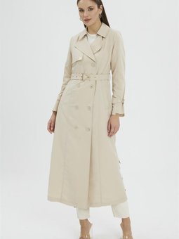 Kemerli Ve Kol Detaylı Taş Trençkot