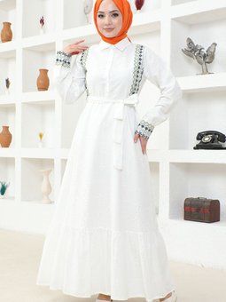 Kuşaklı Elbise Fsh16778 Zümrüt Yeşili