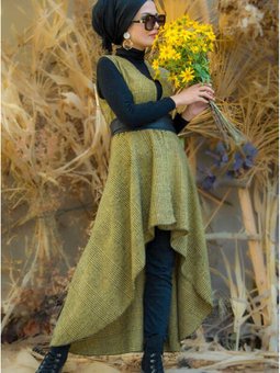 Sarı Siyah Kareli Yelek