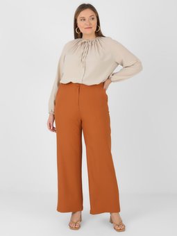 Büyük Beden Beli Lastikli Taba Pantolon
