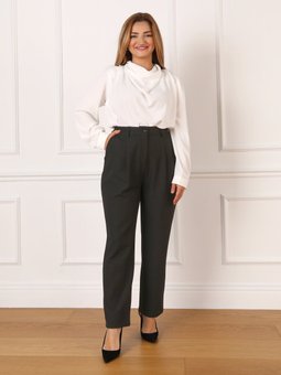 Pens Detaylı Büyük Beden Siyah Pantolon