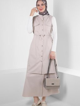 Beli Büzgülü Düğmeli Yelek 43873