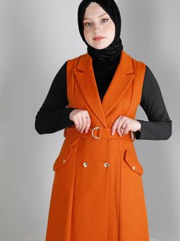 Kruvaze Yaka Kemerli Yelek 43433