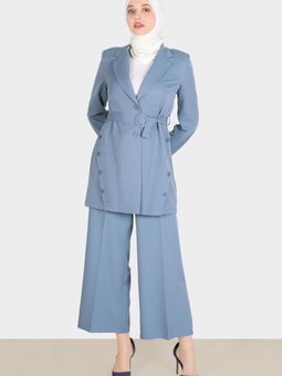 Kuşakli Düğme Detaylı Ceket 42812