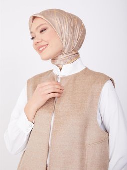 Asimetrik Kup Detaylı Yelek 23k4604 Bej
