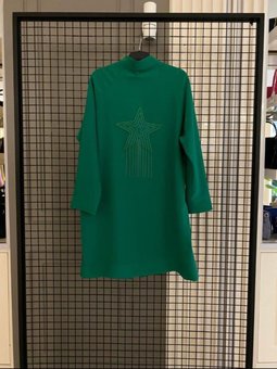 Trend İpek Krep Sırtı Yıldızlı Fermuarlı Ceket