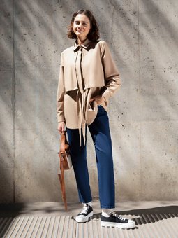 Paça Detaylı Boyfriend Kot Pantolon Lacivert