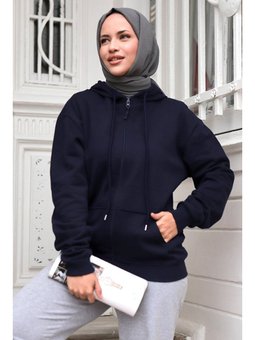 Aysen Kapüşonlu Lacivert Hırka