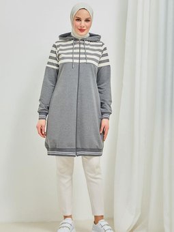Çizgi Detaylı Kısa Kap Brc8078 Füme