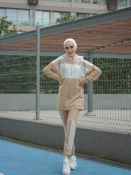 Kapüşonlu İkili Eşofman Takımı Trn1016 Latte