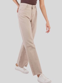 Bej Kesik Bol Paça Pantolon