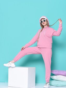 Kapüşonlu İkili Takım Pembe