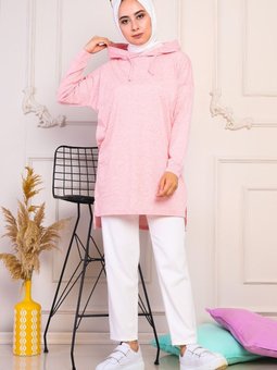 Kapüşonlu Sweat Pembe
