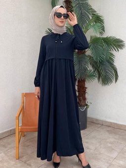 Boydan Fermuarlı Ferace Lacivert 569b