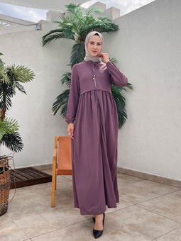 Boydan Fermuarlı Ferace Lila 569b