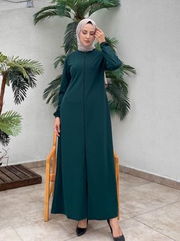 Fermuarlı Cepli Ferace Zümrüt 6666b