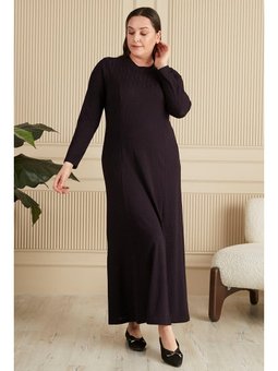 Büyük Beden Nergis Jakar Anne Mürdüm Elbise