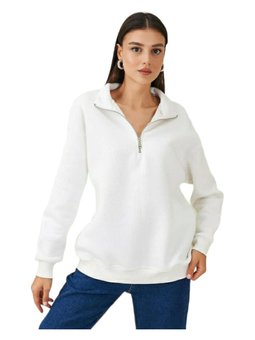 Rahat Kalıp Boğazı Fermuarlı Sweat Üç Iplik Kalın