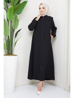 Arma Detaylı Büyük Beden Ferace Siyah