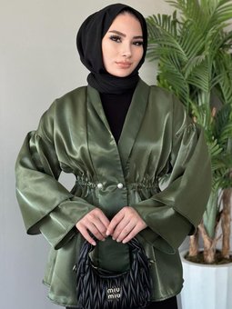 İğneli Tafta Ceket Yeşil