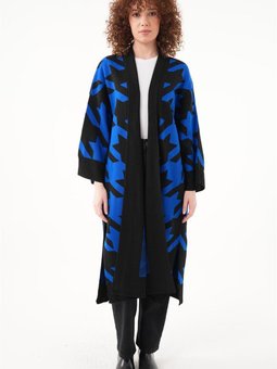 Yarasa Kol Desenli Siyah Saks Hırka