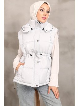 Gri Kapüşonlu Şişme Yelek