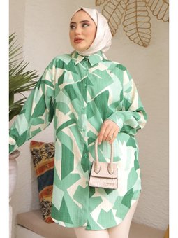 Mint Desenli Salaş Gömlek