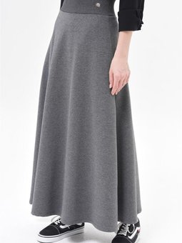 İki İplik Bel Ribanalı Antrasit Kloş Etek