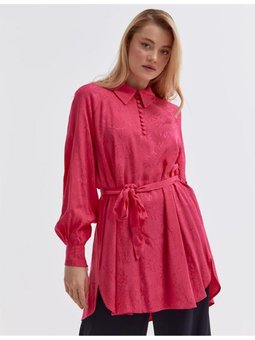 Jakarlı Balon Kol Fuşya Bluz