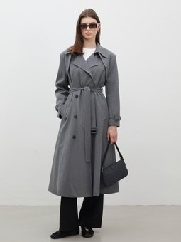 Parıs Oversıze Kruvaze Trençkot Gri