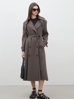 Parıs Oversıze Kruvaze Trençkot Vizon