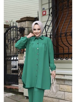 Büzgü Detaylı Yeşil Takım