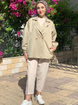 24k5018 Vizon Kol Lastikli Trençkot