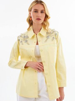 24k505400 Sarı Taş İşlemeli Ceket
