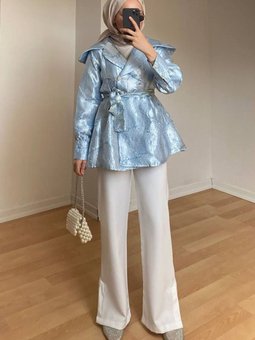 24y3202 Bebe Mavi Abiye Ceketli İkili Takım