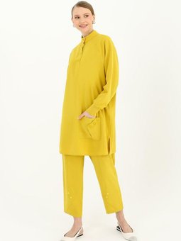 24y3286 Yağ Yeşili Puane Yarı Çıtçıtlı İkili Takım