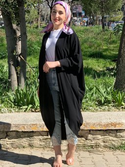 24y5272 Siyah Yarasa Kol Oversıze Hırka