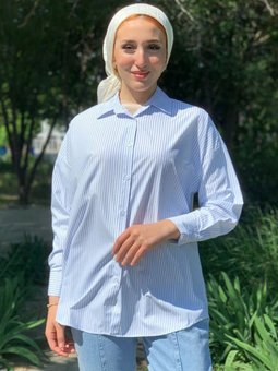 Beyaz Çizgili Poplin Gömlek