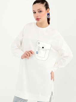 Ekru Zincir Detay Sweat