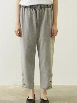 Koyu Gri Merwish Yan Düğme Denim