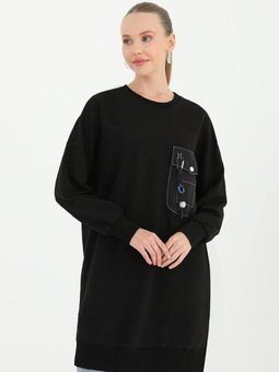 Siyah Zincir Detay Sweat