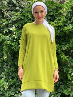 Yağ Yeşili Düşükkol Tunik