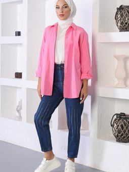 Taş Detaylı Pantolon Koyu Kot 6039