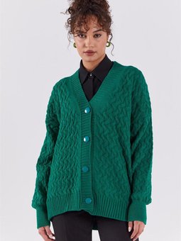 Hasır Örgü Yeşil Hırka