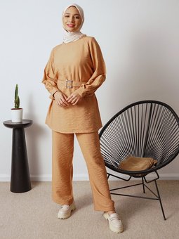 Ağaç Kabuğu Kumaş Kemerli İkili Bisküvi Takım