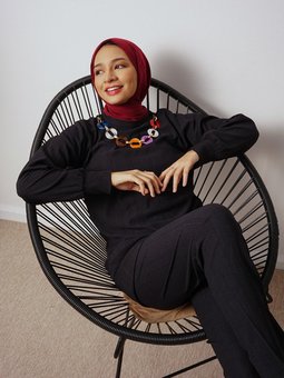 Bürümcük Kumaş Kolyeli İkili Siyah Takım