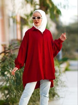 Yarasa Kol Salaş Gömlek Tunik Bordo
