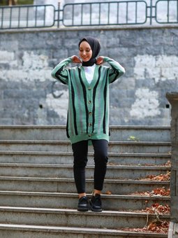 Çizgili Uzun Hırka