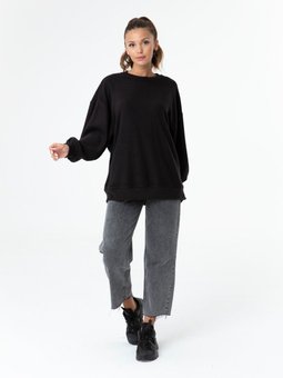 Bisiklet Yaka Sweatshirt Siyah
